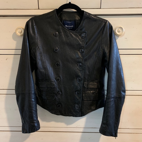 Madewell Collarless Leather Jacket - Picture 1 of 6